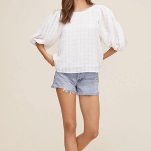 ASTR White Maris Puff Sleeve Blouse Top size Medium